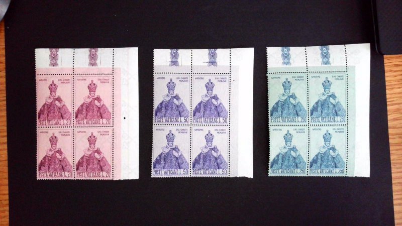 Vatican City  Scott # 464-466 MNH Complete Set Blocks of 4 (1968)