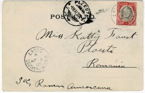 Southern Nigeria 1907 Lagos cancel on postcard to ROMANIA