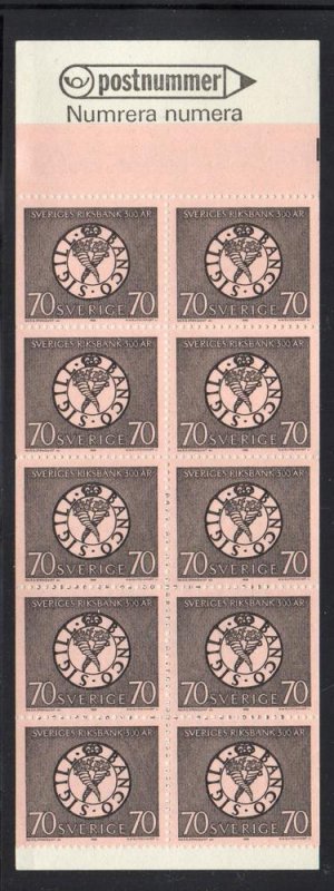 Sweden Sc 779a 1968 70 o Nat Bank stamp booklet of 10  mint NH