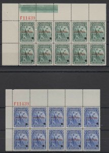 PARAGUAY 1943 COLUMBUS Sc 399-402 SET CRN MGNL PL# F11439 BLOCKSx10 SPECIMEN