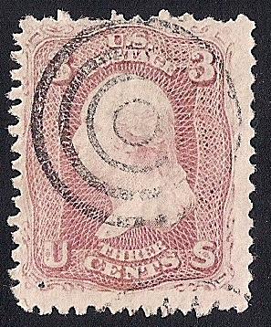 #65 3 cent SUPERB Fancy Cancel Target Stamp used F