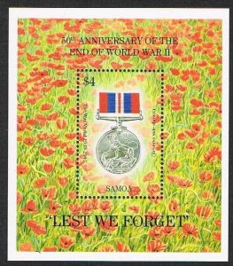 Samoa 894,MNH.Michel Bl.53. End of WW II,50th Ann.1995.The War Medal 1939-1945.