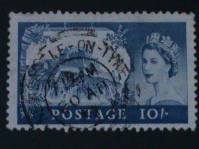 ​GREAT BRITAIN-1955-SC#311QUEEN ELIZABETH II FANCY CANCEL-VF-69 YEARS OLD