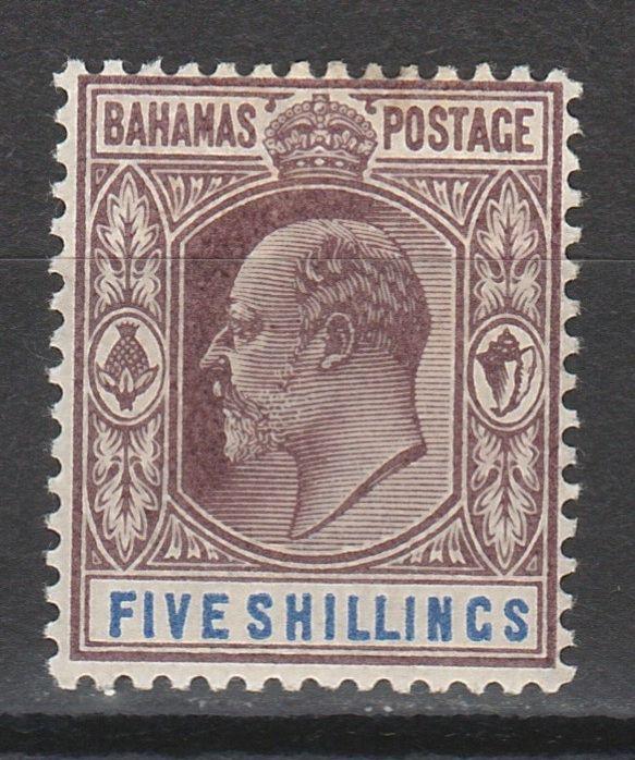 BAHAMAS 1902 KEVII 5/- WMK CROWN CA