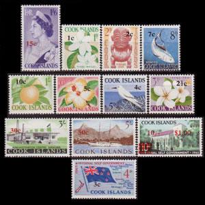 COOK IS. 1967 - Scott# 180-91 Flora etc.Surch. 1c-$1 NH