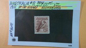 Australia 1914 Kookaburra Scott# 18 Mint OG VF-XF (C) Hinged CPL (1)