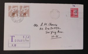 1993 Hong Kong Postage Due Cover Local use to pay