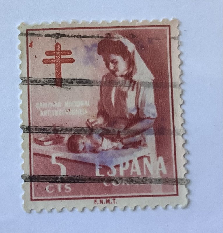 Spain 1953 - Scott RA34 used - 5c, Nurse & baby