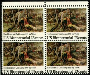 1977 Herkimer At Oriskany Block Of 4 13c Postage Stamps - Sc# 1722 - MNH, OG