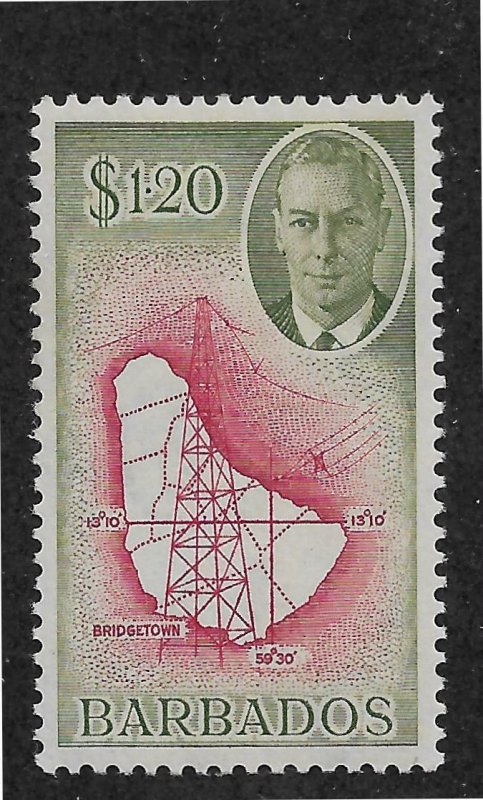 Barbados 1950, $1.20 Map of Barbados, Scott # 226 VF Mint Hinged OG (BC-1)