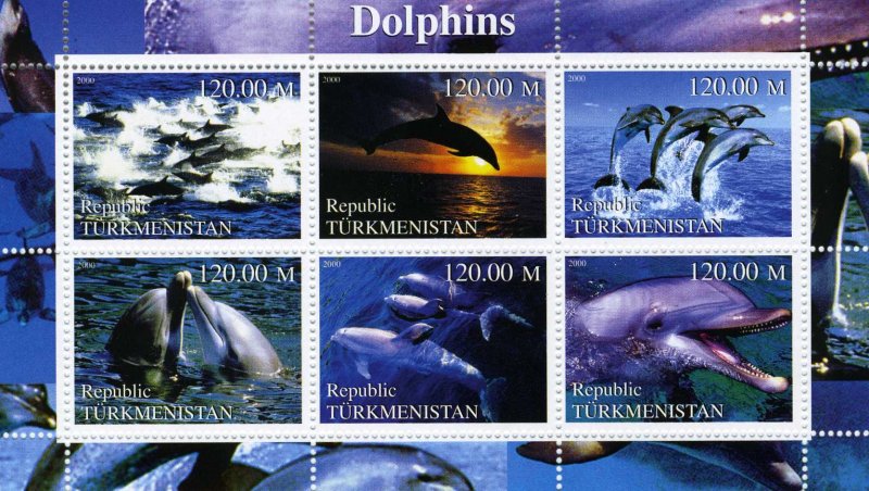 Turkmenistan 2000 DOLPHINS Sheet Perforated Mint (NH)