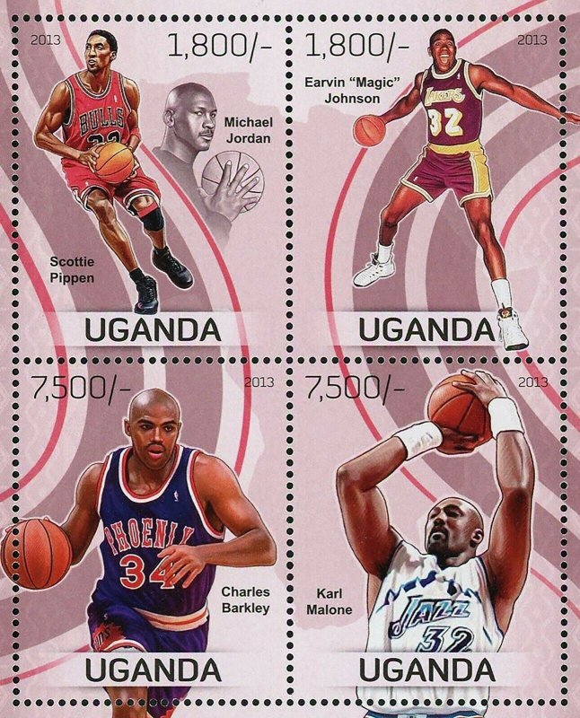 Basketball Players Stamp Scottie Pippen Michael Jordan Karl Malone S/S MNH #3085 