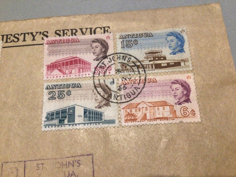 Antigua  1966 O. H. M. S. Registered United States Stamps Postal Cover Ref 64626 