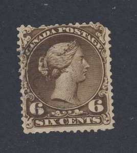 Canada Large Queen Used stamp #27-6c Fine Guide Value = $60.00