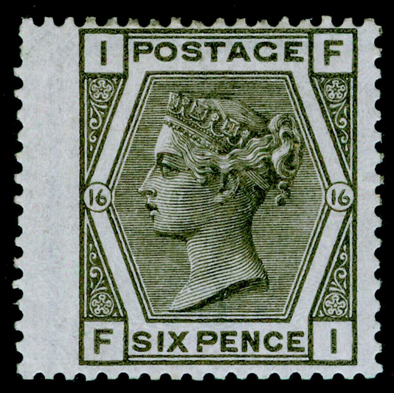 SG147, 6d grey plate 16, LH MINT. Cat £500. FI 