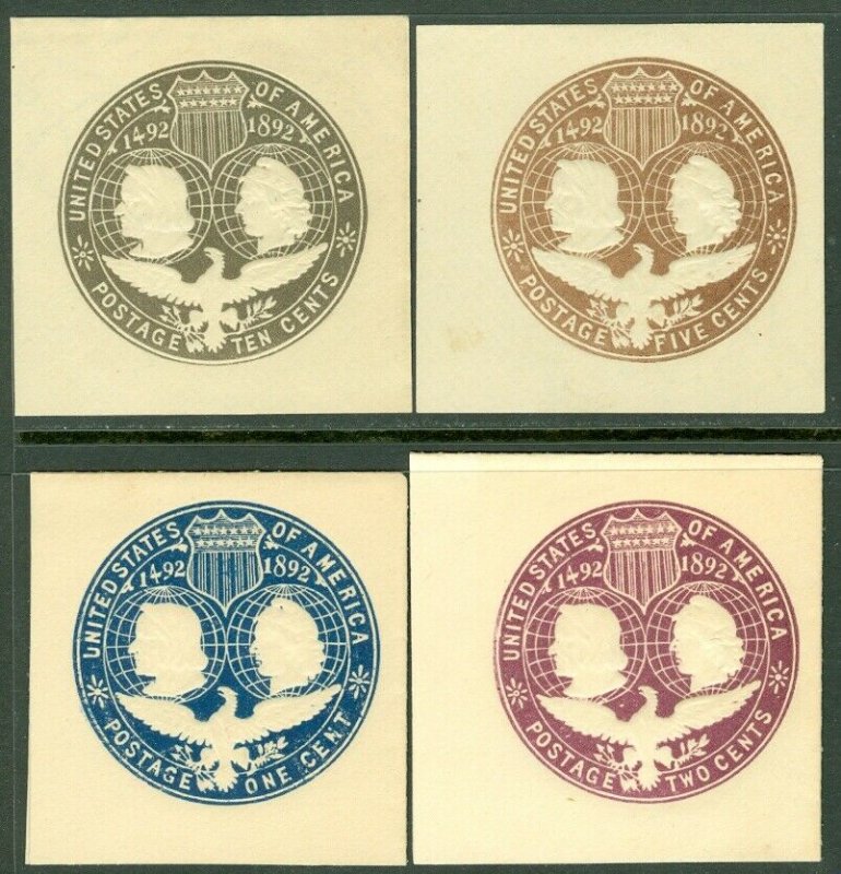 EDW1949SELL : USA 1893 Scott #U348-51 Cut Squares. Very Fine, Mint. Catalog $35.