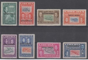 LIBERIA 1952 Sc 332-337 & C68-C69 FULL SET OVPTD SPECIMEN MNH 