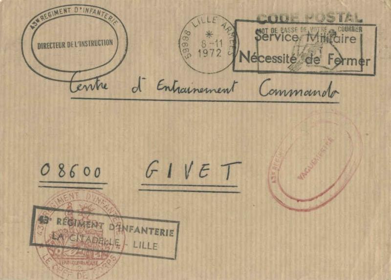 France Military Free Mail 1972 59998 Lille Armees Code Postal Mot de Passe de...