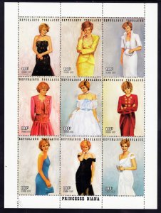 Togo 1997 Sc#1798 Diana Princess of Wales Sheetlet (9) Perforated MNH