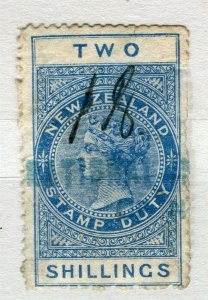 NEW ZEALAND; 1900s early classic QV Stamp Duty fine used 2s. value