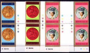 Bermuda 1978 Sc#360/362 QUEEN ELIZABETH II Set (3) MNH GUTTER-PAIRS BLOCK OF 4