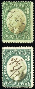 US Stamps # RB3a+3b Revenue Used Fresh