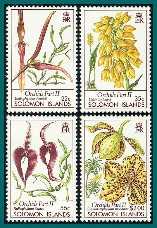 Solomon Islands 1989 Orchids 2, MNH (55c fault) #631-634,SG640-SG643