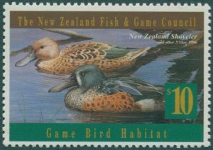 NZ Fish and Game Council 1996 $10 Shoveler MNH