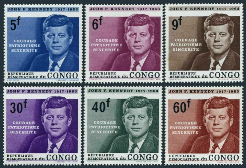 Congo DR 514-519,520,MNH.Michel 207-212,Bl.6. President John F.Kennedy,1964.