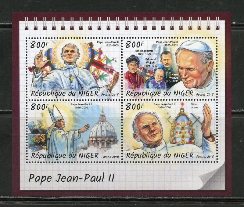 NIGER 2018 POPE JOHN PAUL II  SHEET MINT NH