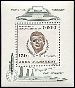 Congo DR 591, MNH, John F. Kennedy In Memoriam souvenir sheet