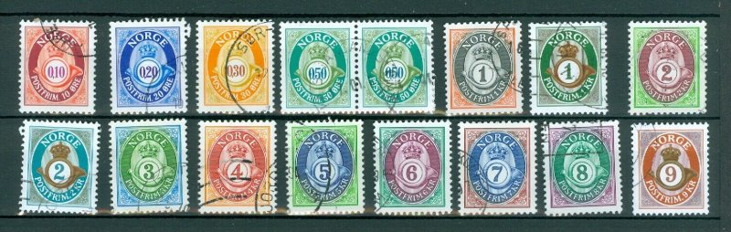 Norway. Lot 16 Different Posthorn,Cancel 1990-2000is.