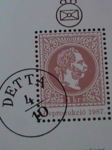 ​HUNGARY-KING FRANZ JOSEF I PROOF S/S SHEETVF 40TH STAMP SHOW-FANCY CANCEL