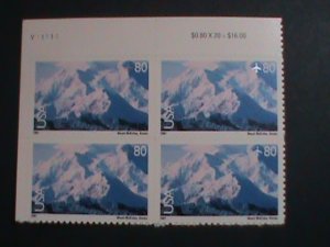 UNITED STATES-AIRMAIL-2001-SC #C137  MT. MCKINLEY-PLATE BLOCK STAMPS-MNH -VF