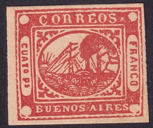BUENOS AIRES # 4 FAKE STEAMSHIP 4p ver MHVF UW IMPF SINGLE OF 1858 F09P01