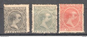 Sp161 1899 Spain King Alphonse Xiii Michel #202-204 320 Euro 3St Mlh
