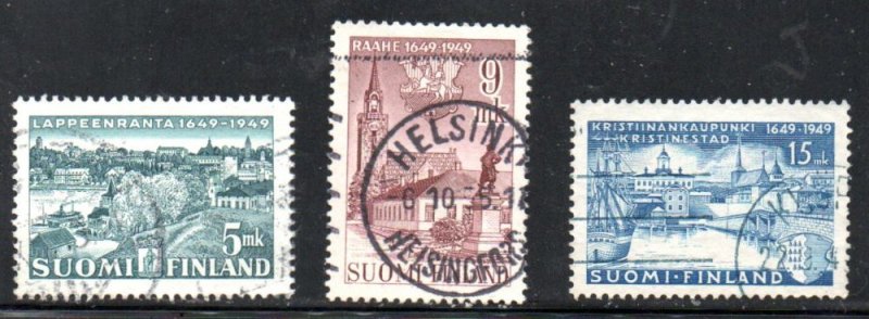 Finland Sc 285-87 1949 Town Anniversaries stamp set used