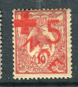 NEW CALEDONIA; 1918 early Red Cross +5 NCE surcharged Mint hinged value