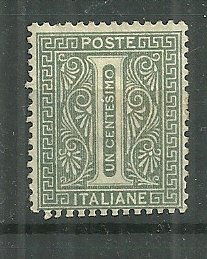 1863 Italy #24  1c Numeral used with hinge remnant