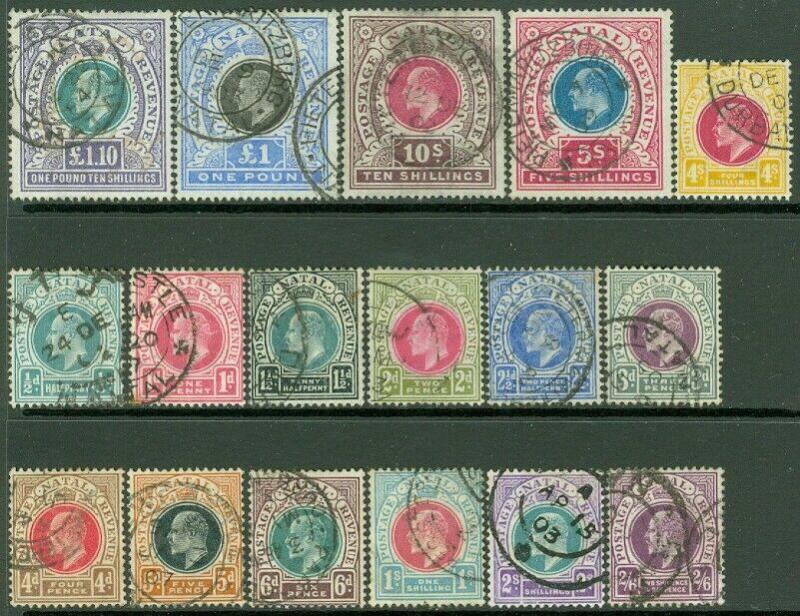 EDW1949SELL : NATAL 1902-03 Scott #81-97 Complete. All Fresh & VF Used Cat $415.