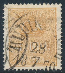 Sweden Scott 13 (Fa 14B), 3ö brown Lion Type, F-VF Used