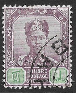 MALAYA JOHORE SG49 1898 $1 DULL PURPLE & GREEN USED (p)