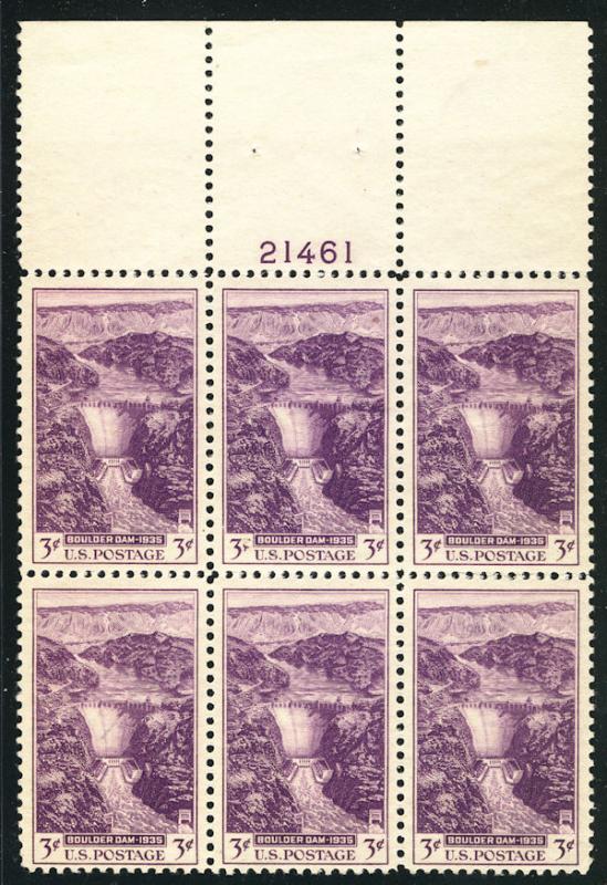 US #774 PLATE BLOCK, VF+ mint never hinged, LARGE TOP, super nice plate