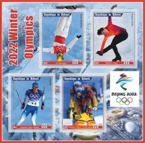 Stamps. Olympic Games 2022 in Beijing 2022 year 1+1 sheets perf Djibouti
