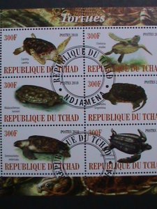 CHAD-2010-LOVELY BEAUTIFUL TURTLES S/S VF- CLEAR FANCY FIRST DAY CANCEL