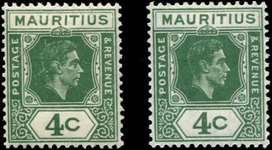 Mauritius SC# 213, 213a  SG# 254, 254b George VI MH