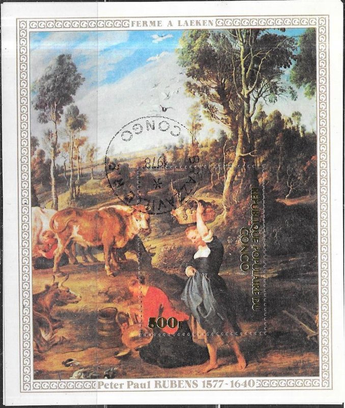 Peoples Republic of Congo #437   500f  Rubens Paintings S/S (UFDC) CV $1.40