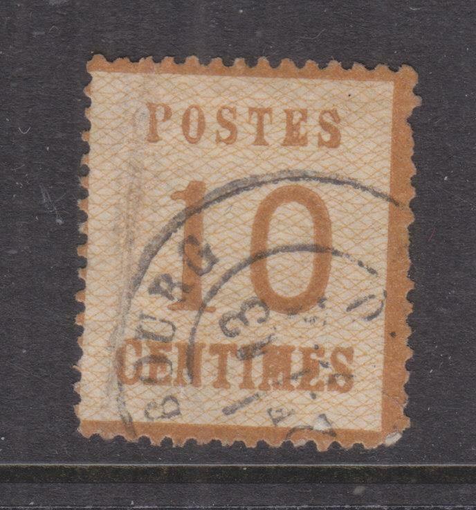 ALSACE & LORRAINE, 1870 Network upwards, 10c. Brown, used, small thin.