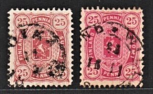 Finland 1881 Knife-wielding Lion on Sled (25pen, Pf.12.5, 2 Shads) F.Used CV$30