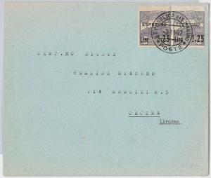 47743 - SAN MARINO - Postal History: Saxon ESPRESSO # 5 pair on ENVELOPE 1927-